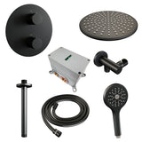 BRAUER Black Edition thermostatische inbouw regendouche 3-weg rond SET 84 met 30 cm douchekop en plafondarm en 3-standen handdouche en doucheslang en wandaansluitbocht mat zwart 5-S-278