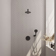 BRAUER Black Carving thermostatische inbouw regendouche 3-weg rond SET 79 met 20 cm douchekop en rechte muurarm en 3-standen handdouche en doucheslang en wandaansluitbocht mat zwart 5-S-297