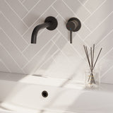 BRAUER Stripe inbouw wastafelmengkraan met gebogen uitloop en rozetten model A1 mat zwart 5-S-328
