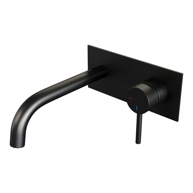 BRAUER Stripe inbouw wastafelmengkraan met gebogen uitloop en afdekplaat model A1 mat zwart 5-S-329