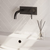 BRAUER Stripe inbouw wastafelmengkraan met gebogen uitloop en afdekplaat model A1 mat zwart 5-S-329