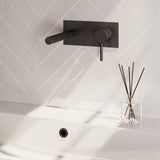 BRAUER Stripe inbouw wastafelmengkraan met rechte uitloop en afdekplaat model A1 mat zwart 5-S-330
