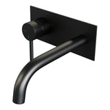BRAUER Stripe inbouw wastafelmengkraan met gebogen uitloop en afdekplaat model A2 mat zwart 5-S-333