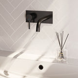 BRAUER Stripe inbouw wastafelmengkraan met gebogen uitloop en afdekplaat model A2 mat zwart 5-S-333