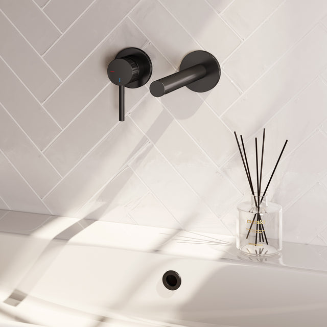 BRAUER Stripe inbouw wastafelmengkraan met rechte uitloop en rozetten model A2 mat zwart 5-S-335