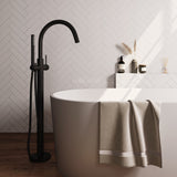 BRAUER Stripe vrijstaande badmengkraan SET 01 met staaf handdouche en doucheslang mat zwart 5-S-337