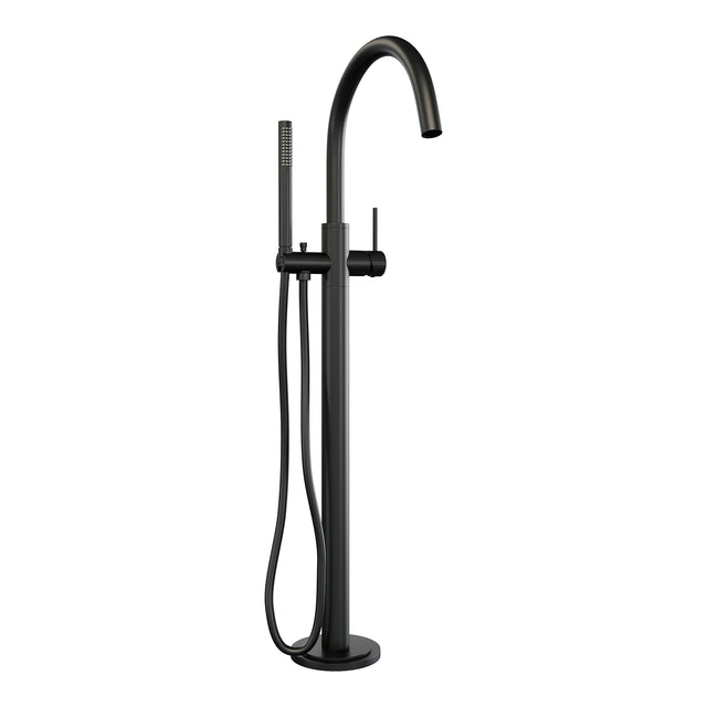 BRAUER Stripe vrijstaande badmengkraan SET 01 met staaf handdouche en doucheslang mat zwart 5-S-337