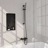 BRAUER Stripe opbouw baddouche thermostaatkraan SET 01 met glijstang en staaf handdouche en doucheslang mat zwart 5-S-340