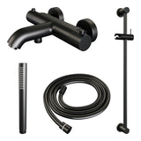BRAUER Stripe opbouw baddouche thermostaatkraan SET 01 met glijstang en staaf handdouche en doucheslang mat zwart 5-S-340