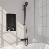 BRAUER Stripe opbouw baddouche thermostaatkraan SET 02 met glijstang en 3-standen handdouche en doucheslang mat zwart 5-S-341
