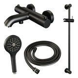 BRAUER Stripe opbouw baddouche thermostaatkraan SET 02 met glijstang en 3-standen handdouche en doucheslang mat zwart 5-S-341