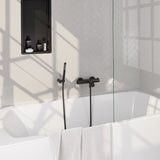 BRAUER Stripe opbouw baddouche thermostaatkraan SET 03 met wandhouder en staaf handdouche en doucheslang mat zwart 5-S-342