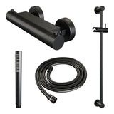 BRAUER Stripe opbouw douche thermostaatkraan SET 01 met glijstang en staaf handdouche en doucheslang mat zwart 5-S-345