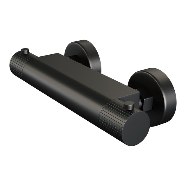 BRAUER Stripe opbouw douche thermostaatkraan SET 02 met glijstang en 3-standen handdouche en doucheslang mat zwart 5-S-346