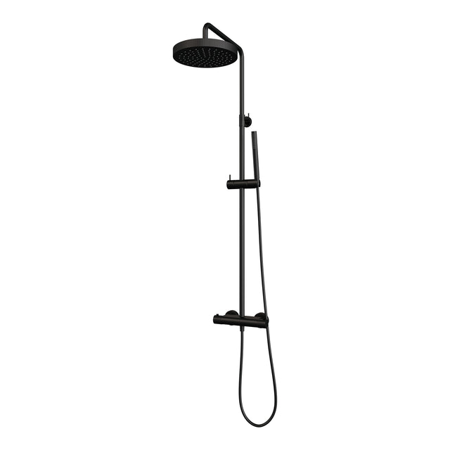 BRAUER Stripe opbouw thermostatische regendouche SET 01 met 25 cm hoofddouche en staaf handdouche en doucheslang mat zwart 5-S-348