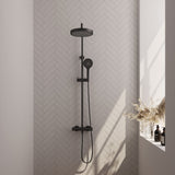 BRAUER Stripe opbouw thermostatische regendouche SET 02 met 25 cm hoofddouche en 3-standen handdouche en doucheslang mat zwart 5-S-349