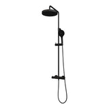 BRAUER Stripe opbouw thermostatische regendouche SET 02 met 25 cm hoofddouche en 3-standen handdouche en doucheslang mat zwart 5-S-349