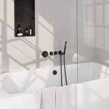 BRAUER Stripe thermostatische inbouw badkraan SET 01 met badvulcombinatie en staaf handdouche en doucheslang en wandaansluitbocht mat zwart 5-S-359