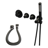 BRAUER Stripe thermostatische inbouw badkraan SET 01 met badvulcombinatie en staaf handdouche en doucheslang en wandaansluitbocht mat zwart 5-S-359