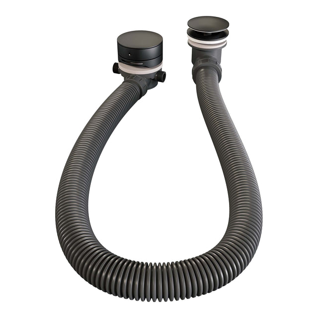 BRAUER Stripe thermostatische inbouw badkraan met drukknoppen SET 04 met badvulcombinatie en 3-standen handdouche en doucheslang en wandaansluitbocht mat zwart 5-S-362