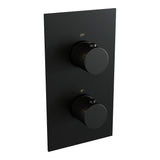 BRAUER Stripe thermostatische inbouw regendouche 3-weg rechthoekig SET 22 met 25 cm douchekop en rechte muurarm en 3-standen handdouche en doucheslang en geïntegreerde glijstang mat zwart 5-S-407