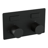 BRAUER Stripe thermostatische inbouw regendouche met drukknoppen SET 25 met 25 cm douchekop en rechte muurarm en staaf handdouche en doucheslang en wandaansluitbocht mat zwart 5-S-413