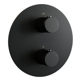 BRAUER Stripe thermostatische inbouw regendouche 3-weg rond SET 40 met 25 cm douchekop en rechte muurarm en 3-standen handdouche en doucheslang en wandaansluitbocht mat zwart 5-S-443