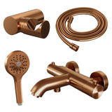 BRAUER Copper Edition opbouw baddouche thermostaatkraan SET 04 met wandhouder en 3-standen handdouche en doucheslang koper geborsteld PVD 5-GK-233