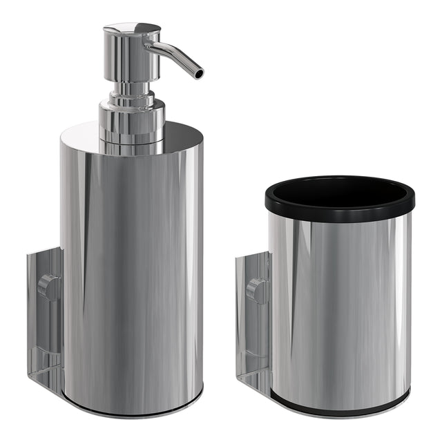 BRAUER Zeepdispenser en beker model A incl. wand ophanging en magnetisch opzetvlak chroom AE-ZDACE