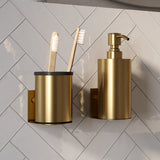BRAUER Zeepdispenser en beker model A incl. wand ophanging en magnetisch opzetvlak goud geborsteld AE-ZDAGG
