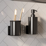 BRAUER Zeepdispenser en beker model A incl. wand ophanging en magnetisch opzetvlak gunmetal geborsteld AE-ZDAGM