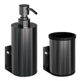 BRAUER Zeepdispenser en beker model A incl. wand ophanging en magnetisch opzetvlak gunmetal geborsteld AE-ZDAGM