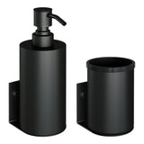 BRAUER Zeepdispenser en beker model A incl. wand ophanging en magnetisch opzetvlak mat zwart AE-ZDAMZ