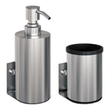 BRAUER Zeepdispenser en beker model A incl. wand ophanging en magnetisch opzetvlak RVS geborsteld AE-ZDANG
