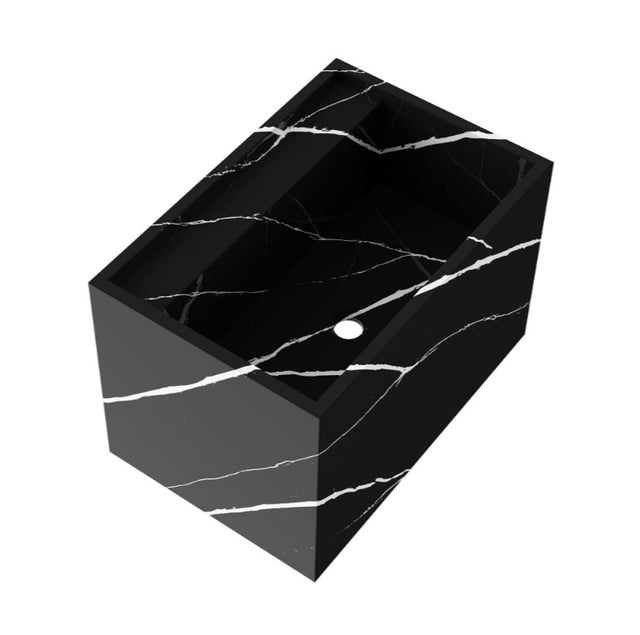 BRAUER Nova wastafel 60 incl. verborgen ophangbeugels met 1 spoelbak en 0 kraangaten marmerlook Nero Marquina WT-NO600NM