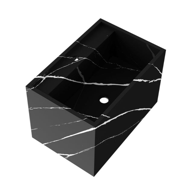 BRAUER Nova wastafel 60 incl. verborgen ophangbeugels met 1 spoelbak en 1 kraangat marmerlook Nero Marquina WT-NO601NM