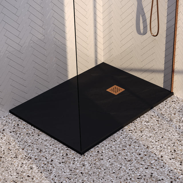 BRAUER Douchebak Asteroid 100x120 incl. antislip en antibacterieel mineraalmarmer mat zwart DB-AS100120MZ