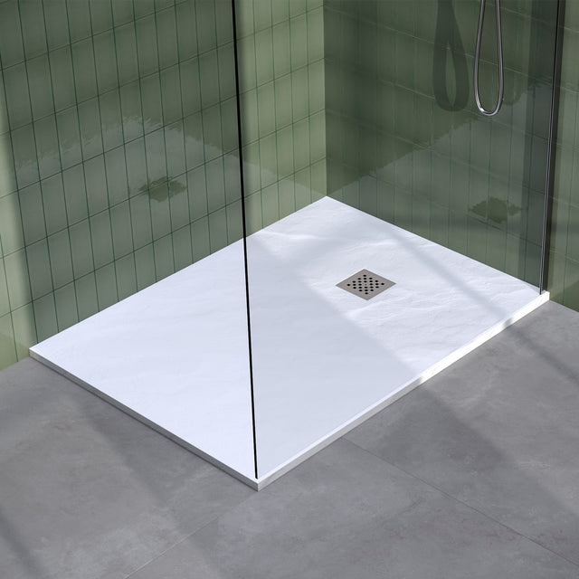 BRAUER Douchebak Asteroid 90x120 incl. antislip en antibacterieel mineraalmarmer mat wit DB-AS90120MW
