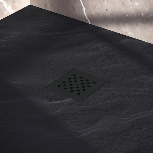 BRAUER Douchebak Asteroid 90x120 incl. antislip en antibacterieel mineraalmarmer mat zwart DB-AS90120MZ
