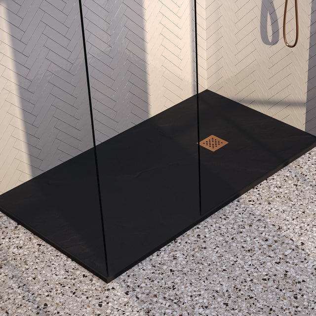 BRAUER Douchebak Asteroid 90x180 incl. antislip en antibacterieel mineraalmarmer mat zwart DB-AS90180MZ
