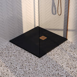 BRAUER Douchebak Asteroid 90x90 incl. antislip en antibacterieel mineraalmarmer mat zwart DB-AS9090MZ