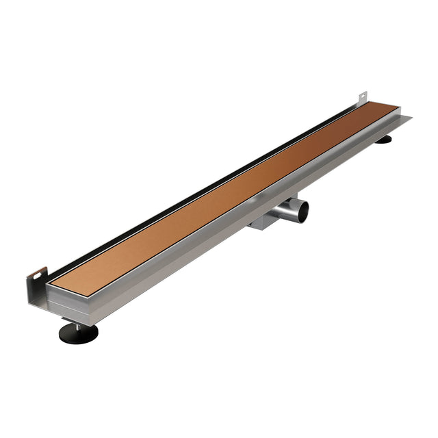 BRAUER Douchegoot met multifunctioneel rooster en flens voor wandmontage 7 x 100 koper geborsteld PVD DR-MRFW100GK