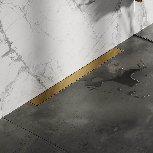 BRAUER Douchegoot met multifunctioneel rooster en flens voor wandmontage 7 x 80 goud geborsteld PVD DR-MRFW80GG