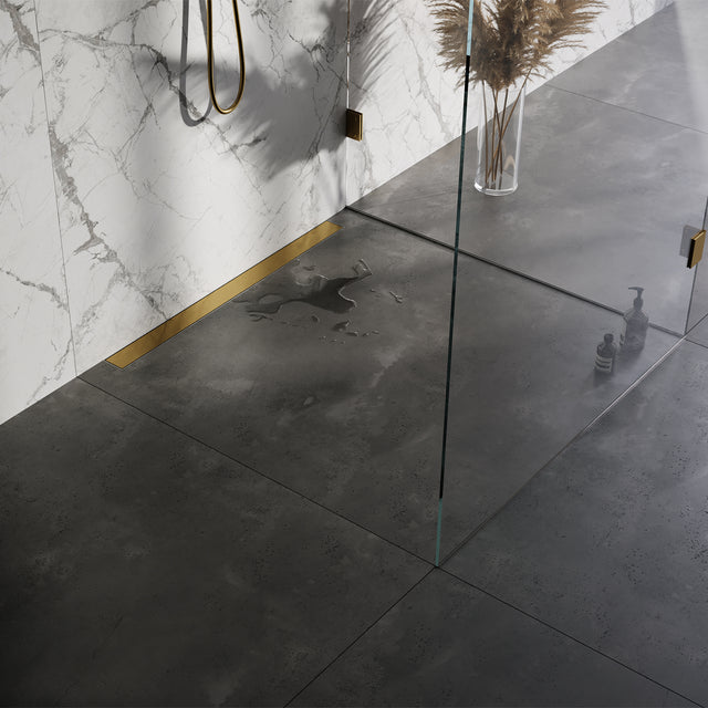 BRAUER Douchegoot met multifunctioneel rooster en flens voor wandmontage 7 x 90 goud geborsteld PVD DR-MRFW90GG