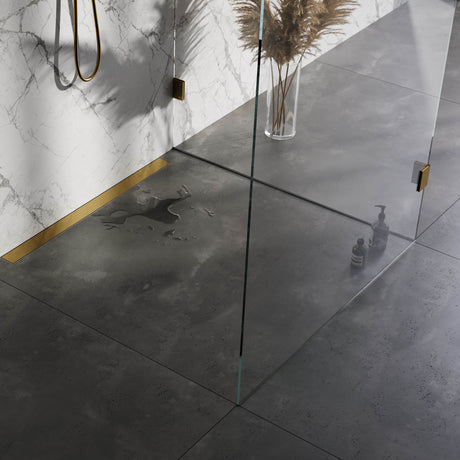 BRAUER Douchegoot met multifunctioneel rooster en flens voor wandmontage 7 x 90 goud geborsteld PVD
