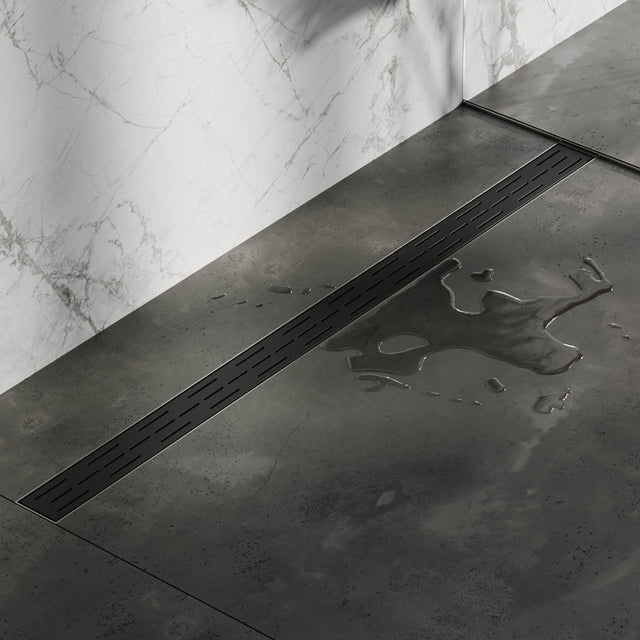 BRAUER Douchegoot met standaard rooster en flens 7 x 120 zwart DR-SRF120S