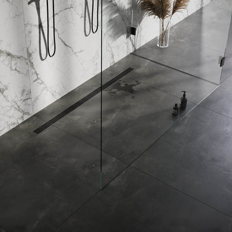 BRAUER Douchegoot met standaard rooster en flens 7 x 160 zwart