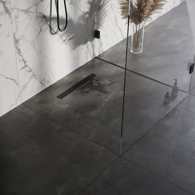 BRAUER Douchegoot met standaard rooster en flens 7 x 50 zwart DR-SRF50S