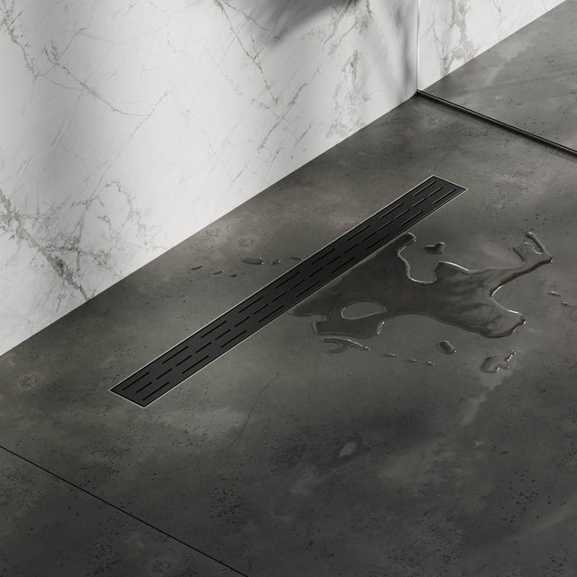 BRAUER Douchegoot met standaard rooster en flens 7 x 80 zwart DR-SRF80S