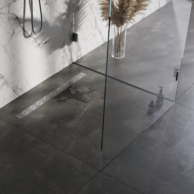 BRAUER Douchegoot met standaard rooster en flens 7 x 90 RVS geborsteld
